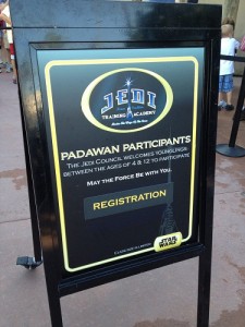 Jedi Training Academy signups are held at Indiana Jones during Star Wars Weekends
