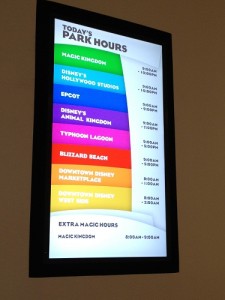 Colorful Display of Today's Park Hours