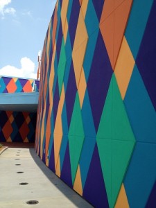 Closeup of colorful walls of Art of Animation