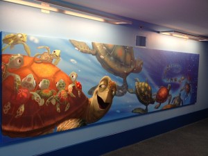 The hallways inside of the Finding Nemo buildings have amazing artwork like this