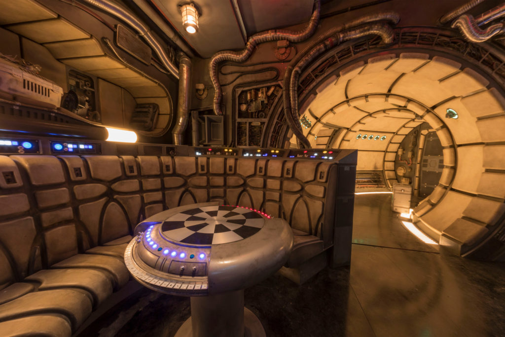 Chess Room in Millennium Falcon: Smugglers Run Artist concept artwork of Star Wars Galaxy's Edge - Chess room inside Millennium Falcon