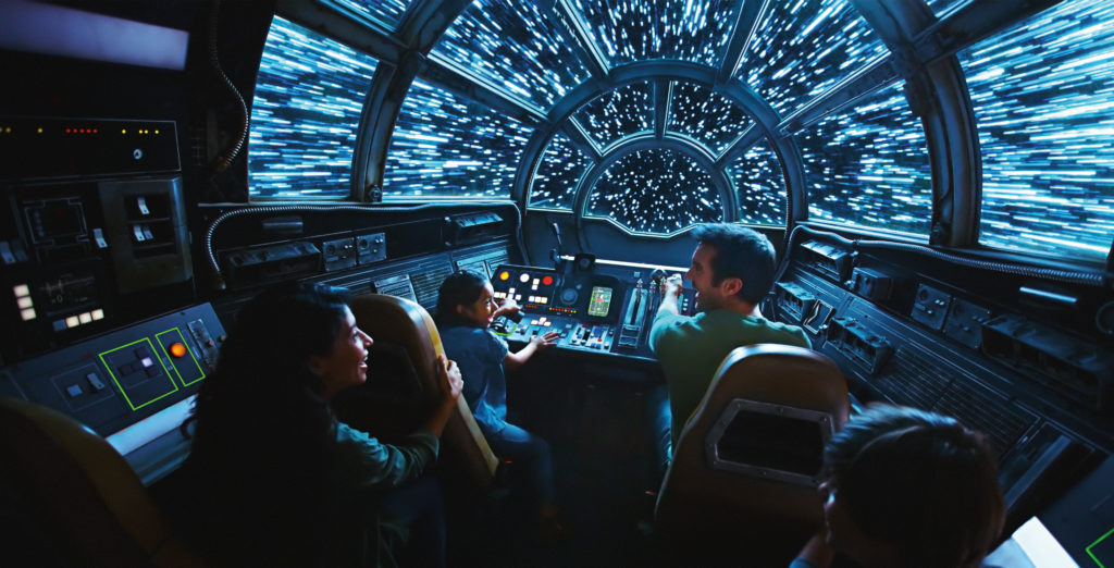 Millennium Falcon: Smugglers Run Artist concept artwork of Star Wars Galaxy's Edge - Millennium Falcon attraction